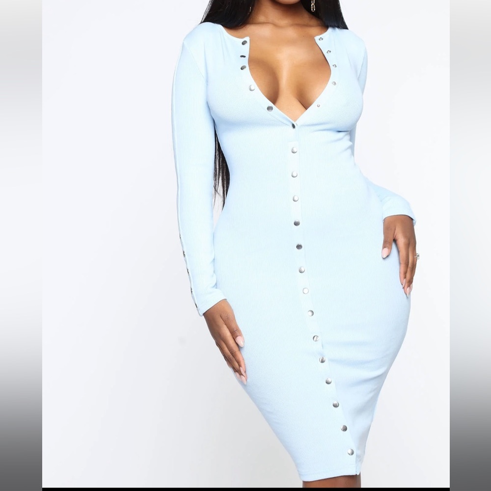 Fashionnova Jams Dress Blue - XS